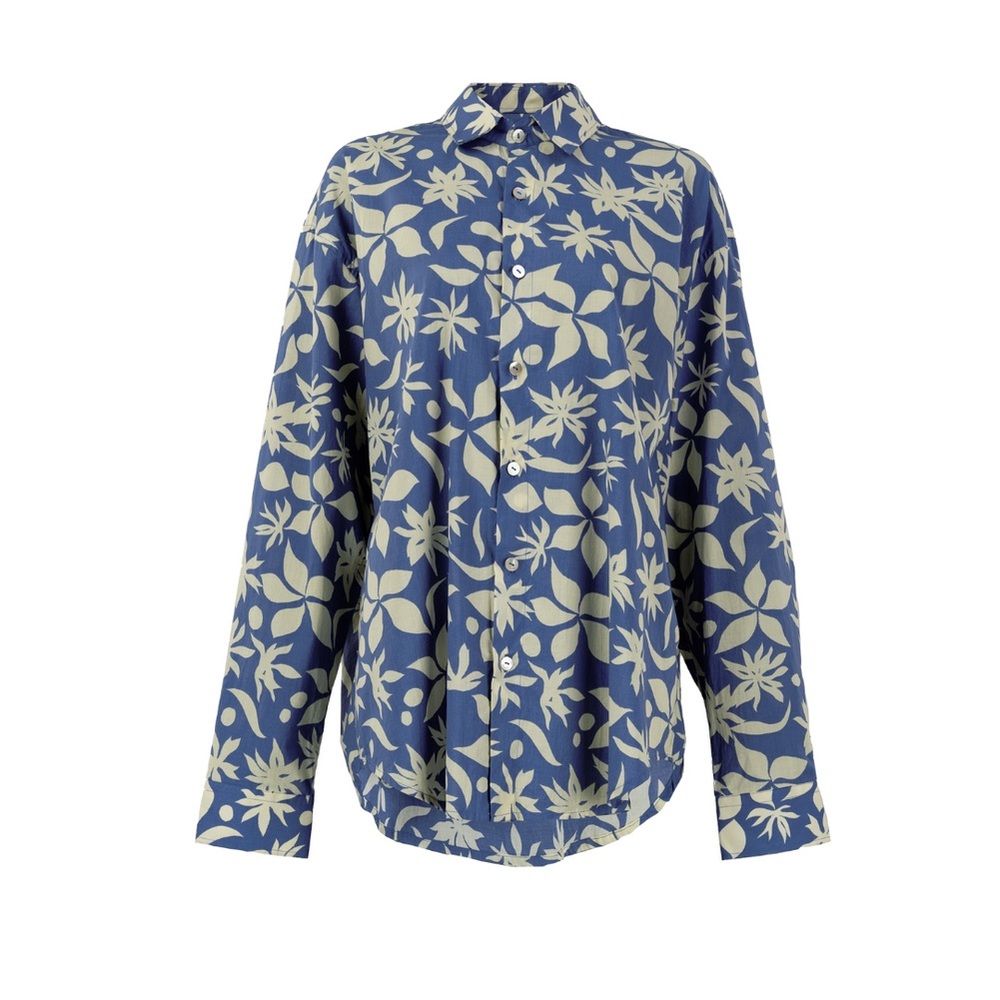 NARY Oversized Button Down in Blue Floral